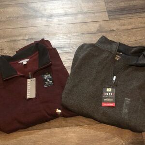 2 NWT Van Heusen Mens 1/4 Zip Pullovers sz. L